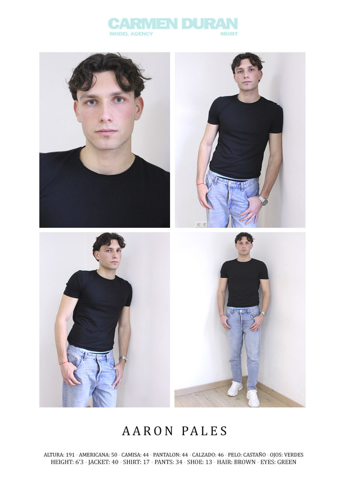 AARON PALES. Carmen Duran Model Agency.