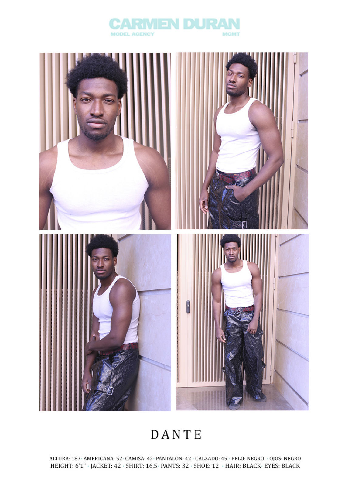DANTE. Carmen Duran Model Agency.