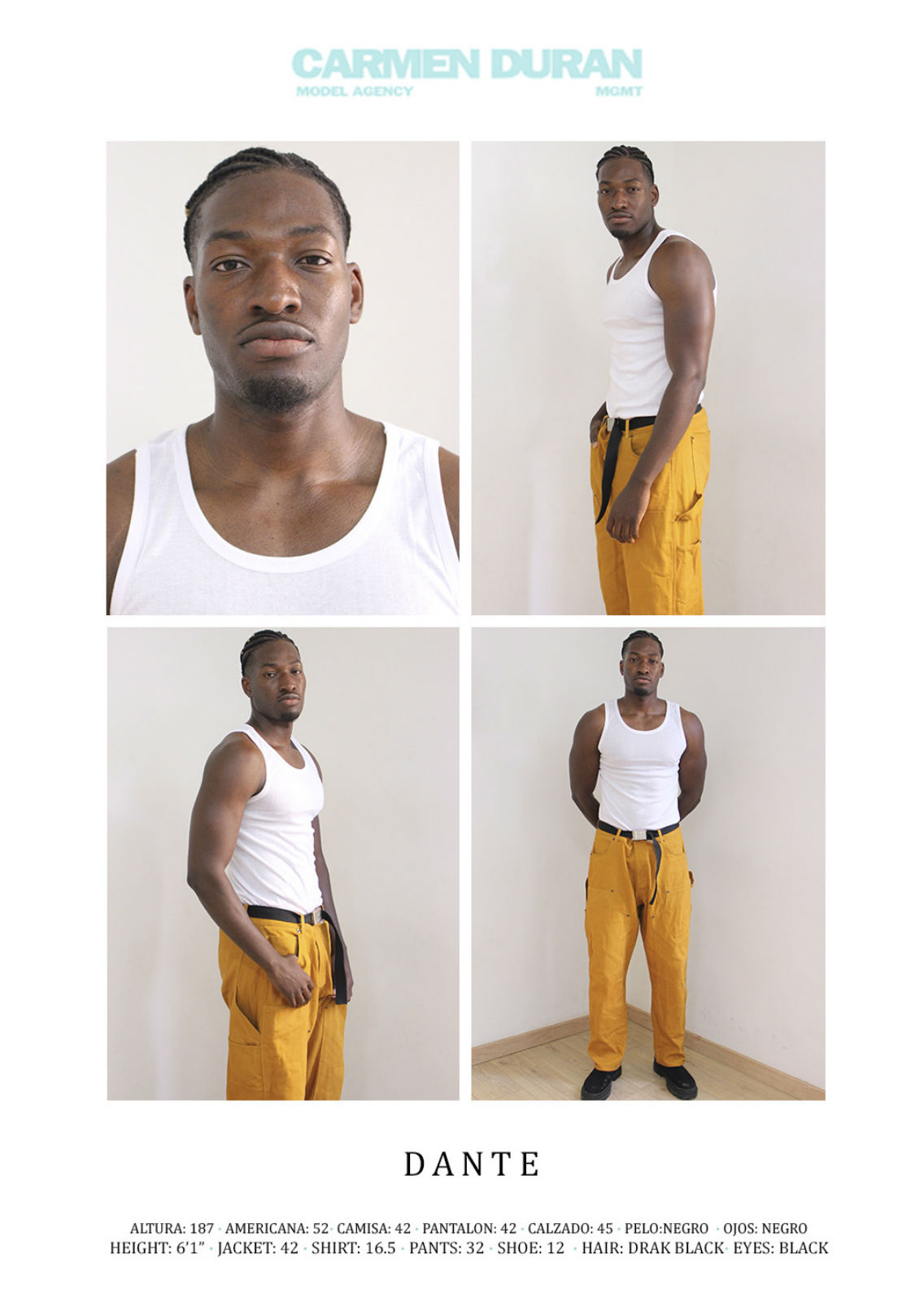DANTE. Carmen Duran Model Agency.