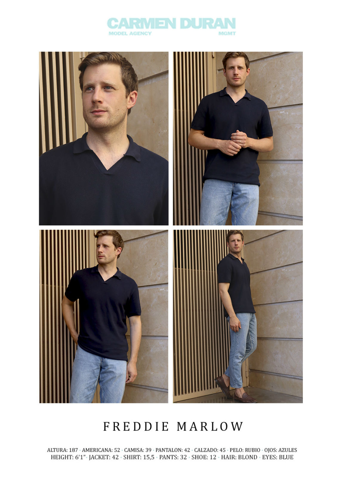 FREDDIE MARLOW. Carmen Duran Model Agency.