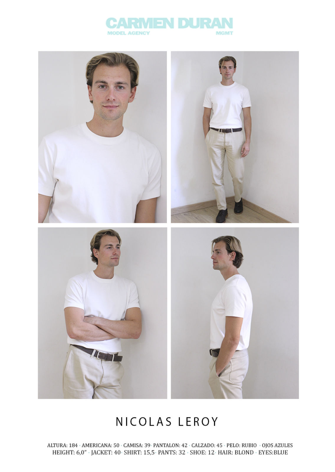 NICOLAS LEROY. Carmen Duran Model Agency.