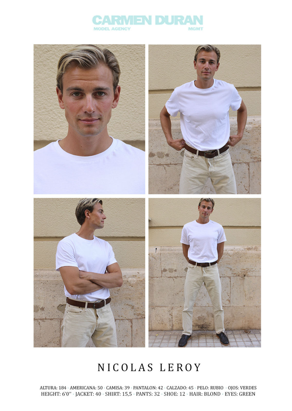 NICOLAS LEROY. Carmen Duran Model Agency.
