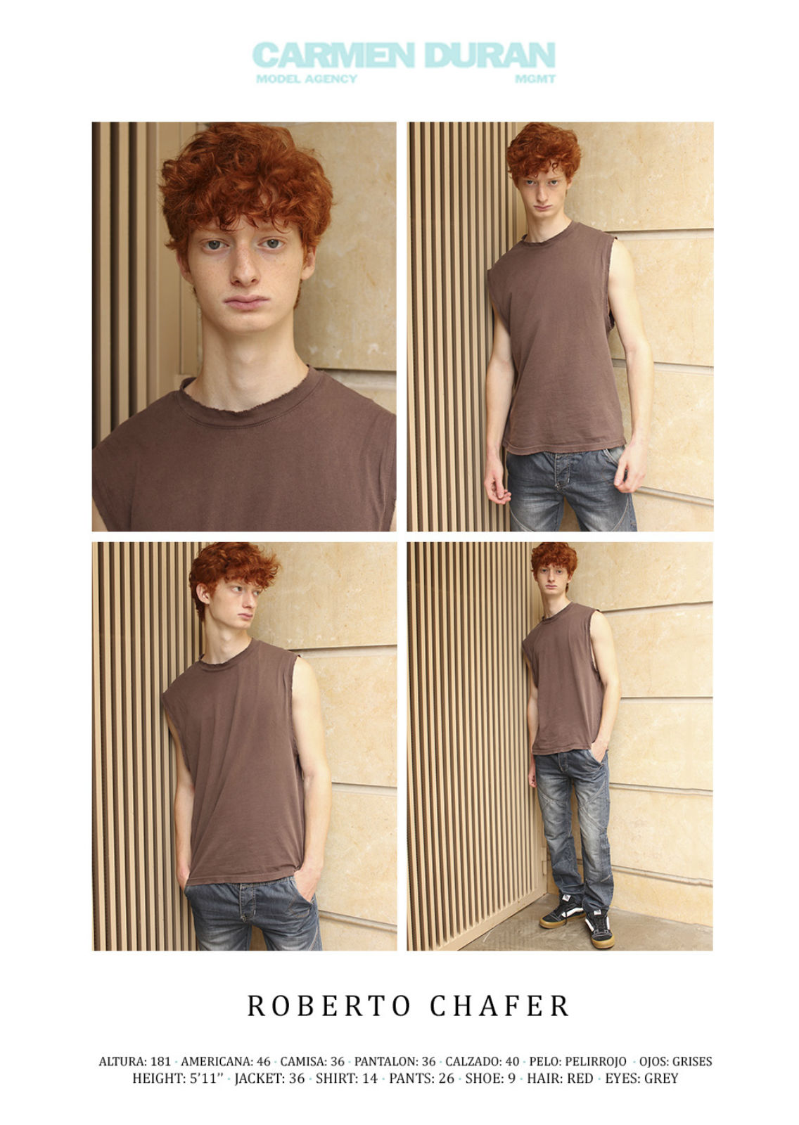 ROBERTO CHAFER. Carmen Duran Model Agency.