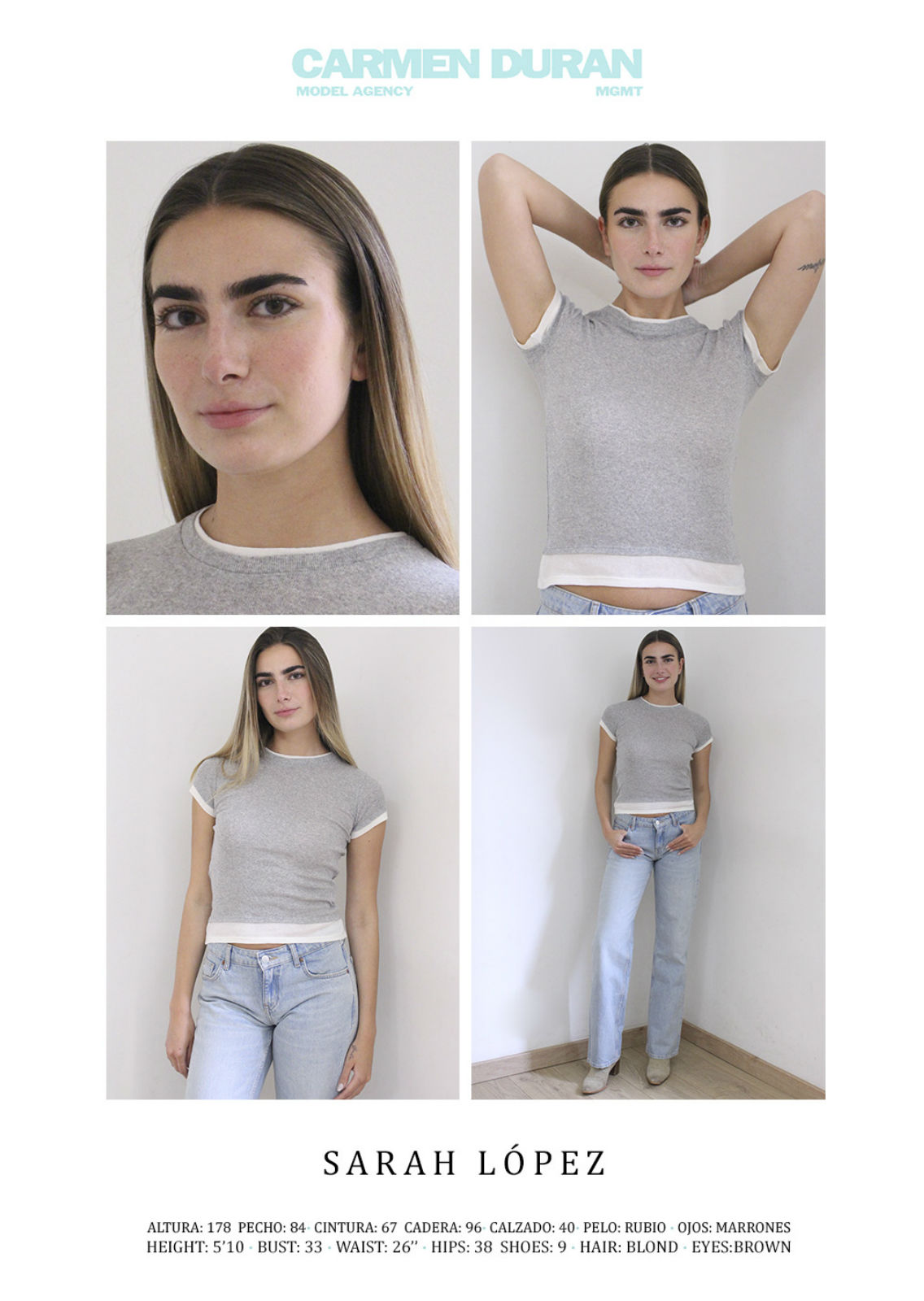 SARAH LOPEZ. Carmen Duran Model Agency.