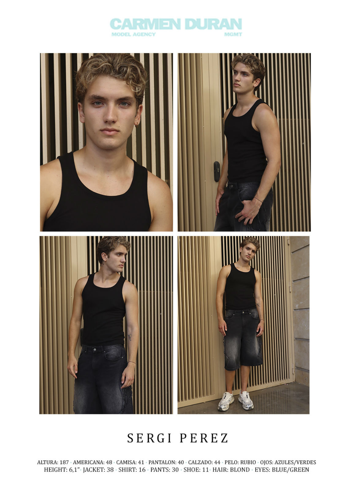 SERGI PEREZ . Carmen Duran Model Agency.