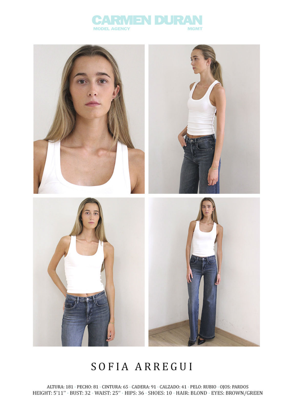 SOFIA ARREGUI. Carmen Duran Model Agency.