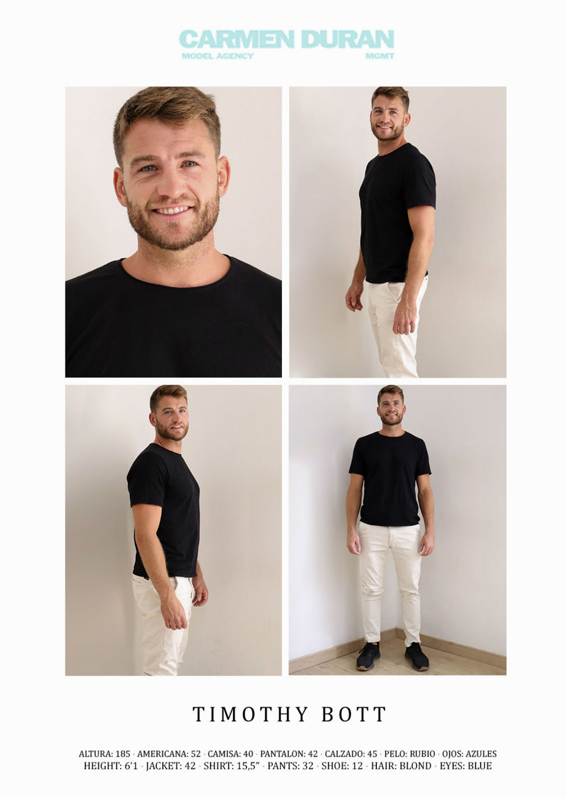 TIMOTHY BOTT. Carmen Duran Model Agency.