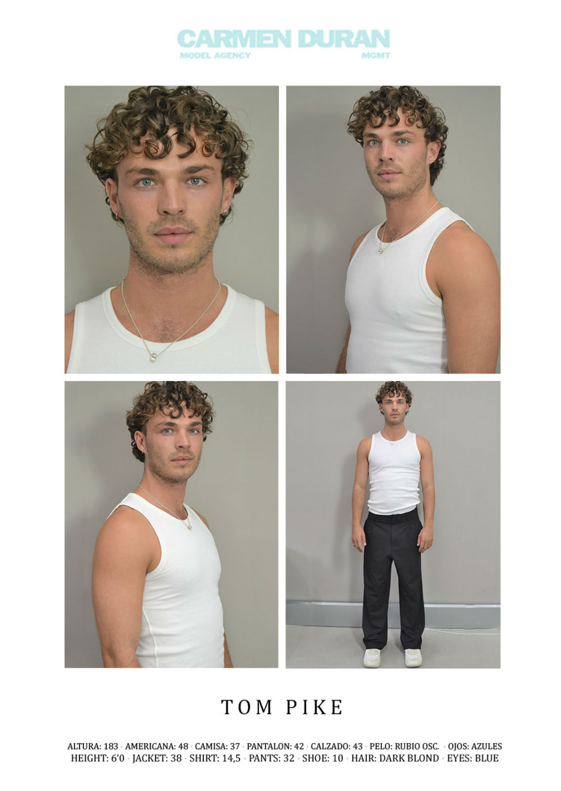 TOM PIKE. Carmen Duran Model Agency.
